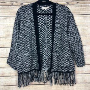 🚫SOLD🚫 Loft Italian Yarn Fringe Open Sweater Black Small